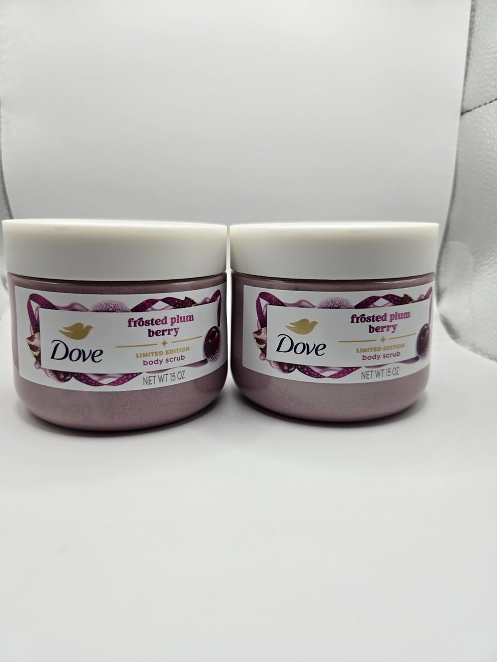 Dove Limited Edition Holiday Treat Frosted Plum Berry 2pk Body Scrub- New